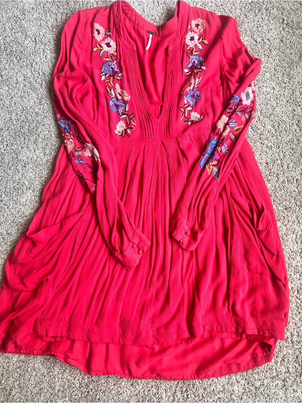 Free People Embroidered Long Sleeve Boho Dress
